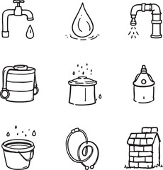 water supply icon line art elegant smooth vector style drawing