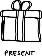 present icon in doodle style