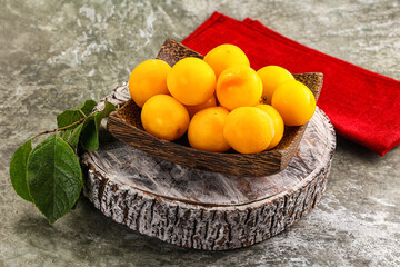 Ripe sweet juicy yellow plum