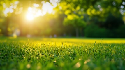 The green land bathed in golden sunlight