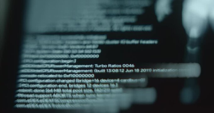 Boot Log system message on black background