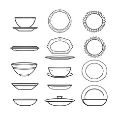 Ceramic plate simple design kitchenware tableware line art dining concept