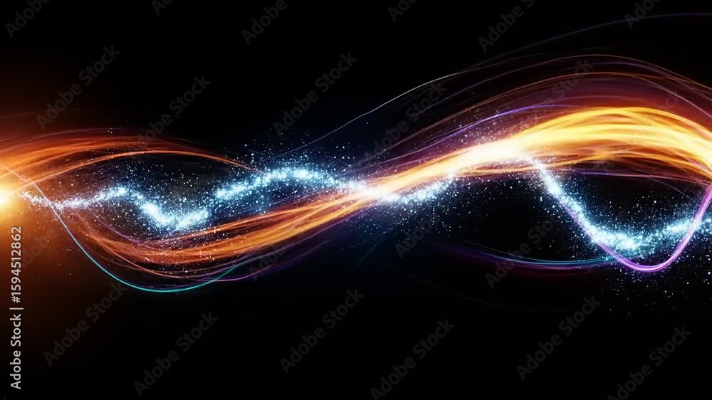Poster dynamic light streaks: abstract energy flow with sparkling particles and vibrant colors