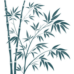 Elegant bamboo stalks and leaves botanical zen garden vector illustration
