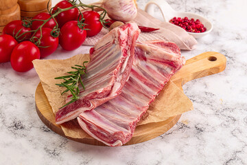 Raw lamb ribs rack for cooking