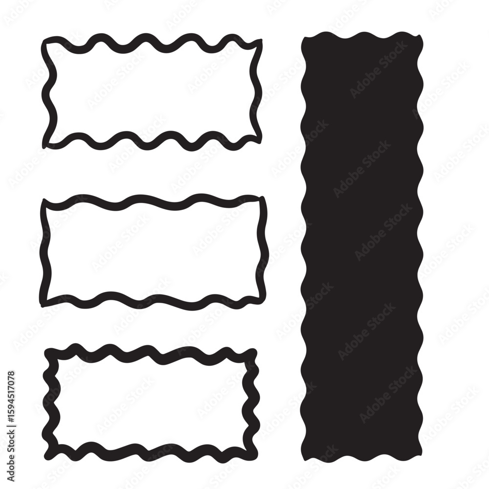 Poster simple black and white wavy border frames and vertical textured element designs