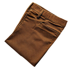 Close up of textured brown corduroy pants isolated on transparent background