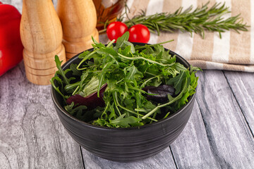 Fresh green ruccola salad leaves