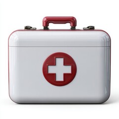 Obraz premium White first aid kit with red cross isolated on white background