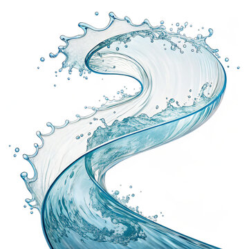 Dynamic Water Flow: Abstract Swirling Liquid Texture for Design Projects Isolated On Transparent Background