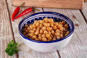 Boiled chickpea beans in the bowl