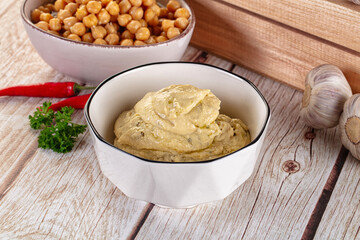 Natural organic homemade chickpea hummus