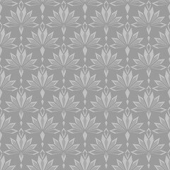 Seamless monochrome grey pattern in art deco style.