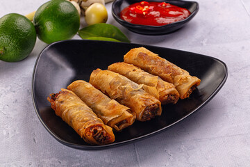 Stuffed Vietnamese Nem roll with meat