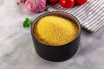 Vegan cuisine - raw dry couscous