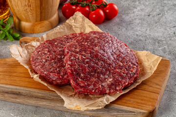 Raw beef burger cutlet for grill