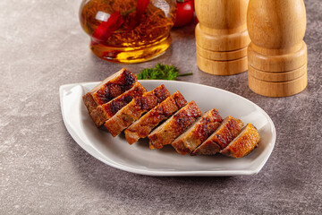 Sliced roasted duck breast fillet