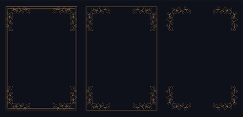 Corner frame, Set of vintage frames, bouquet of flowers, gold vintage frame and corners