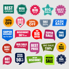sale labels and stickers collection set