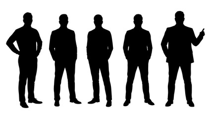 Set of business people vector silhouettes.
