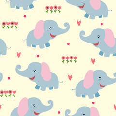 seamless pattern background of adorable baby elephants