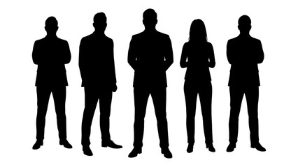 Set of business people vector silhouettes.
