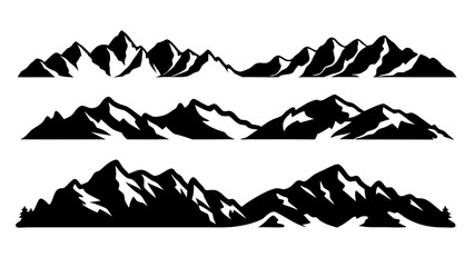 mountains silhouettes on tranparent background