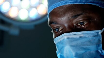 Closeup of black African American male surgeon in the operating room - Powered by Adobe