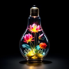 light bulb with flowers