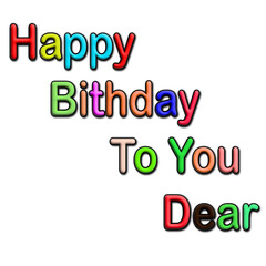 Colorful 3D Text Happy Birthday Greeting with Gradient Lettering and Shadow Effects – Multicolored Typography Birthday Message on White Background