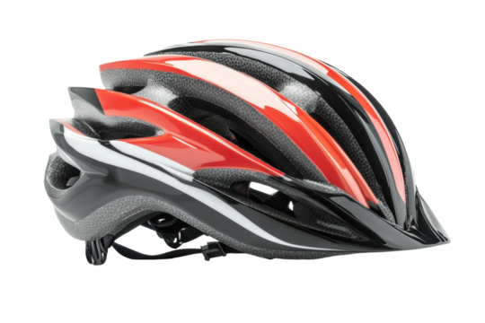Modern red and black cycling helmet isolated
