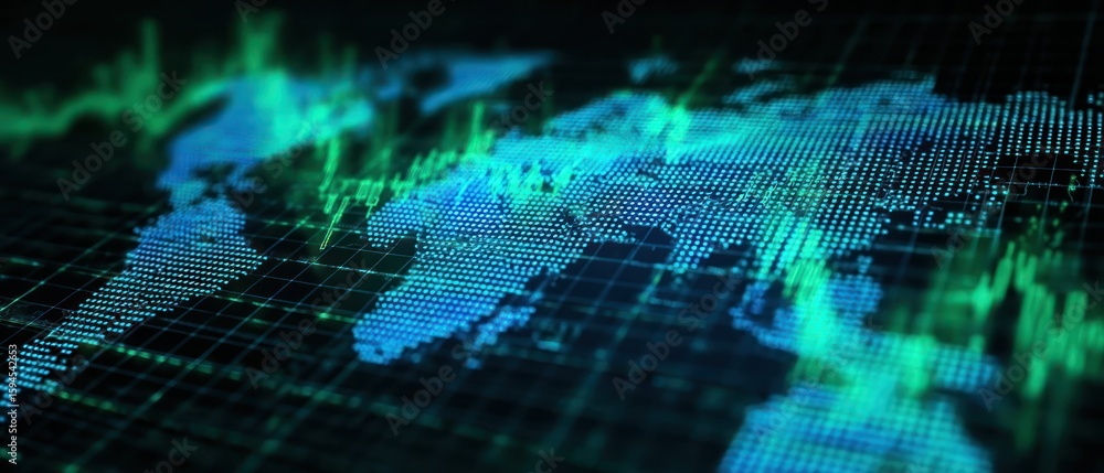 Poster global data visualization on digital map