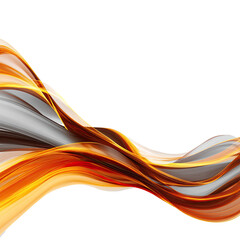 Abstract flowing ribbons of orange, brown, and white on black background