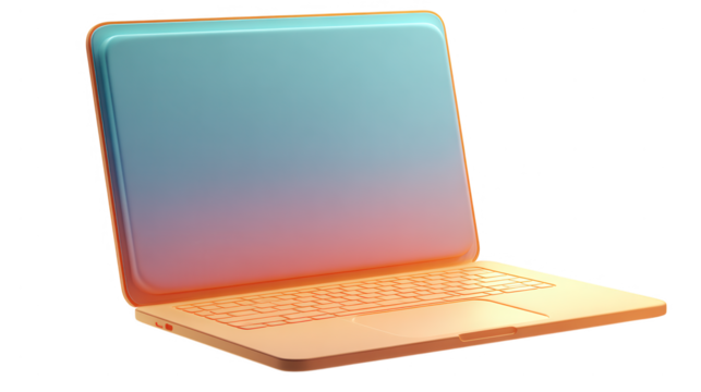 3d laptop iconwith blue screen with white background