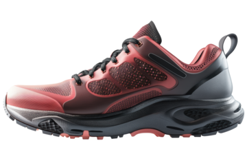 Stylish red and black athletic shoe isolated
