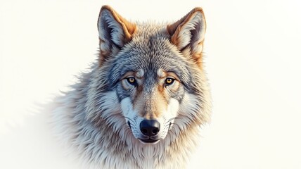 Obraz premium Majestic Grey Wolf Portrait: Wild Canine Animal Study, Fur Detail, Wildlife Art