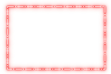 Red neon glowing rectangular design frame with dashed white inner border for UI and poster highlights   © Pixrow