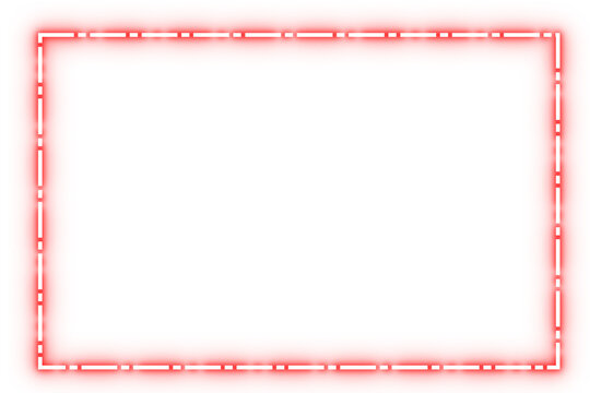 Red neon glowing rectangular design frame with dashed white inner border for UI and poster highlights

