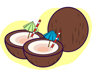 Tropical Coconut Cocktail vector
