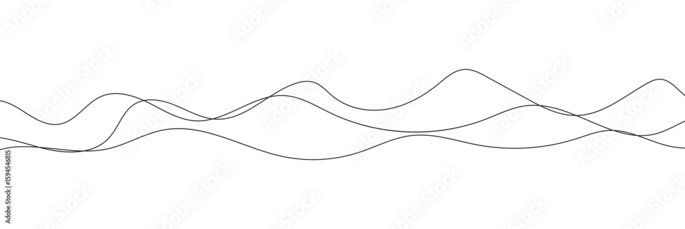 Poster thin line wavy abstract vector background. curve wave seamless pattern. line art striped graphic tem