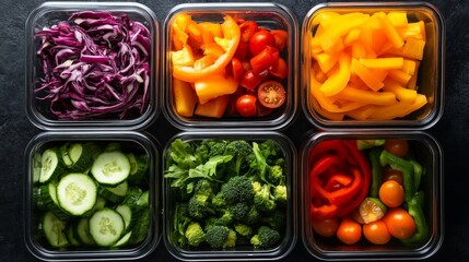 lunchbox meal prep for a week with labeled days, colorful and healthy ingredients,