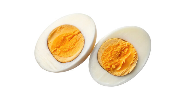 Hard boiled eggs halves protein healthy food breakfast snack diet nutrition recipe cooking ingredient 100 png on transparent background - Powered by Adobe