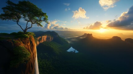 Obraz premium Scenic natural wonders of the world, untouched nature, dramatic skies, awe-inspiring rock formations and waterfalls