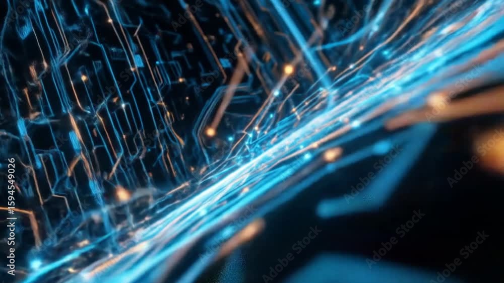 Poster futuristic technology background with glowing circuit board and digital network design