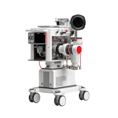 Fototapeta premium Medical device on mobile cart, white and red