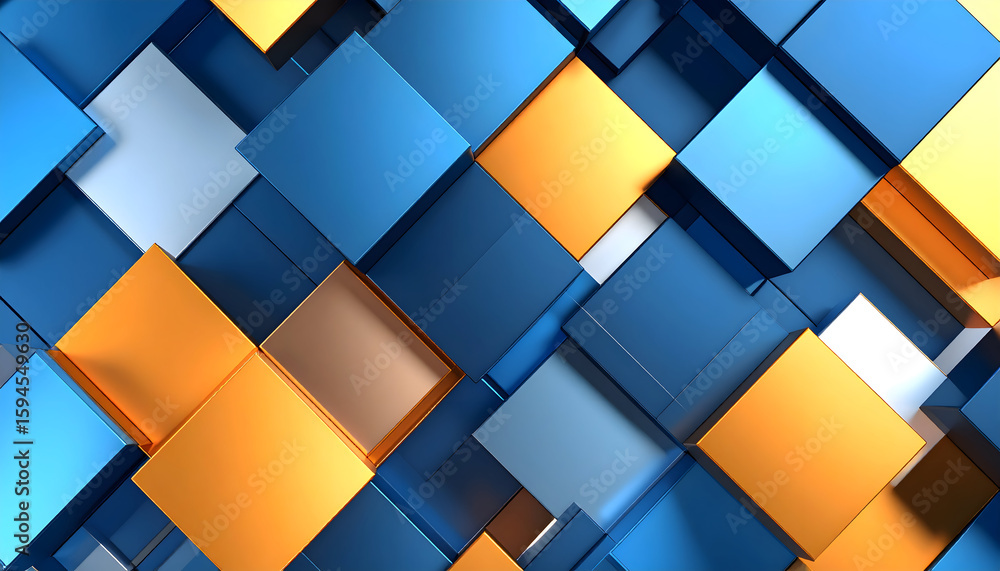 Poster abstract composition of colorful cubes with geometric and modern design