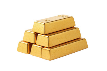 Four stacked gold bars shining with a smooth, reflective surface and clear edges, symbolizing wealth and investment.