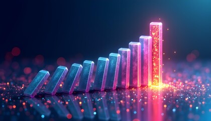 Domino Ripple Effect Transforming into a Digital Network