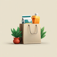 3D Ecommerce Icon Pack With Shopping Bag and Product Inside