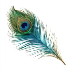 Obraz premium Peacock feather on white background